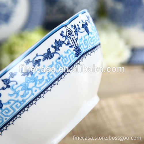 9 Inches Elegant New Bone China Large Salad Bowl of Blue in China